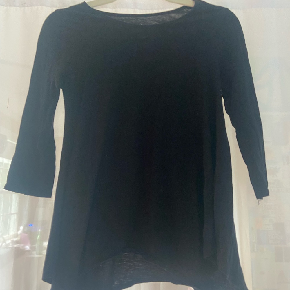 H&M Basic Organic Cotton Black Mid-Sleeve Shirt - Size 10-12 Youth